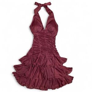 City Triangles Red Wine Halter Dress